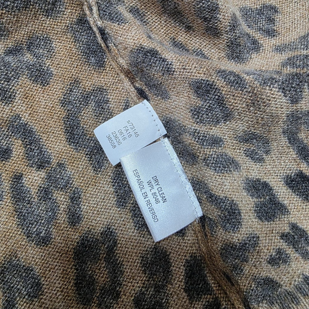 Charter Club 100% Cashmere Leopard Print Cardigan Open Front Women’s Sweater - Picture 4 of 6